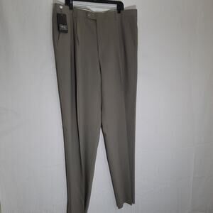 Versace Classic V2 Pants 42x40 Men Wool Made Italy Tan Flat Front Dress Trousers